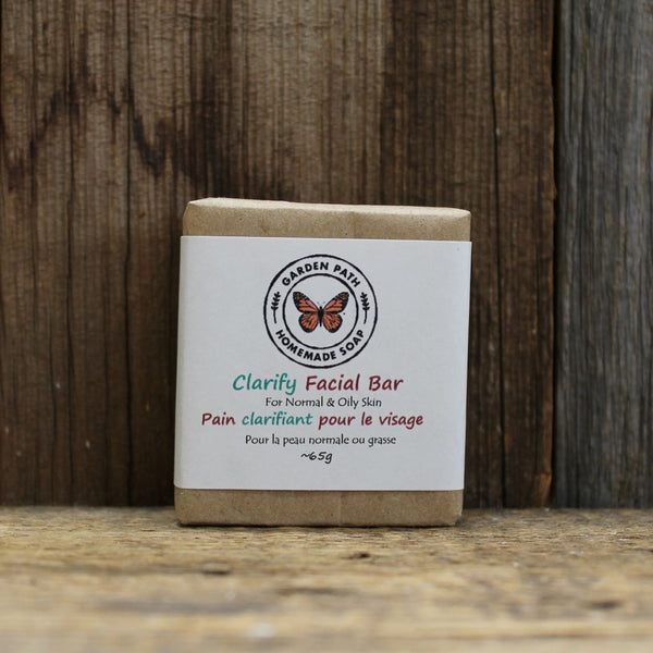 Savon facial en barre - Clarifier | Peau normale et grasse | 100% d'ingrédients naturels - Garden Path Homemade Soap